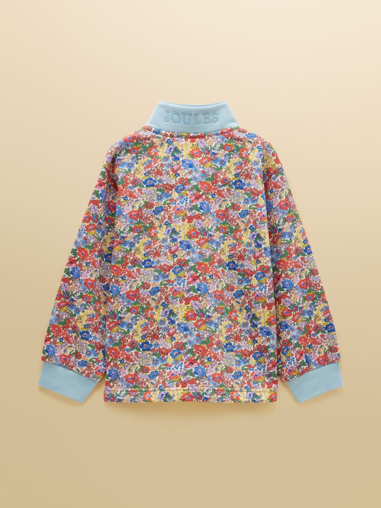 Joules Girls' Burnham Cream Ditsy Funnel Neck Sweatshirt - Image 2 of 6 Joules Girls' Burnham Cream Ditsy Funnel Neck Sweatshirt - Image 2 of 6