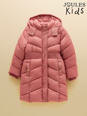 Joules Girls' Chloe Pink Showerproof Padded Coat - Image 6 of 6