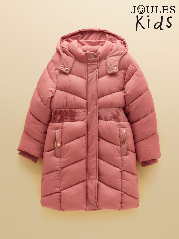 Joules Girls' Chloe Pink Showerproof Padded Coat - Image 6 of 6