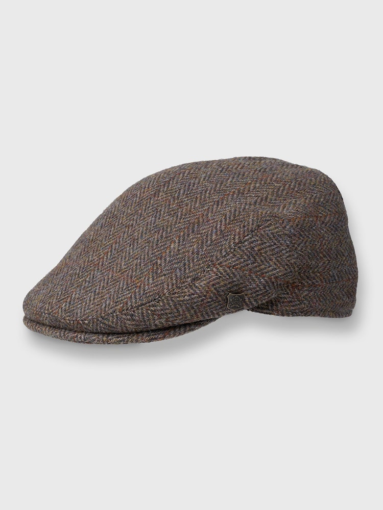 Brook Taverner Green Harris Tweed® Traditional Flat Cap - Image 1 of 4 Brook Taverner Green Harris Tweed® Traditional Flat Cap - Image 1 of 4
