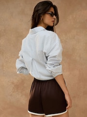 Chocolate Brown Satin Runner Shorts - Image 3 of 7