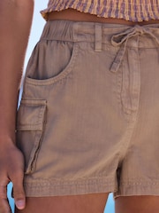Stone Cotton Linen Utility Shorts - Image 4 of 7