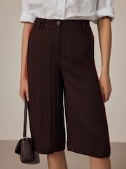 Chocolate Brown Smart Knee Shorts with Side Stripes - Image 5 of 9