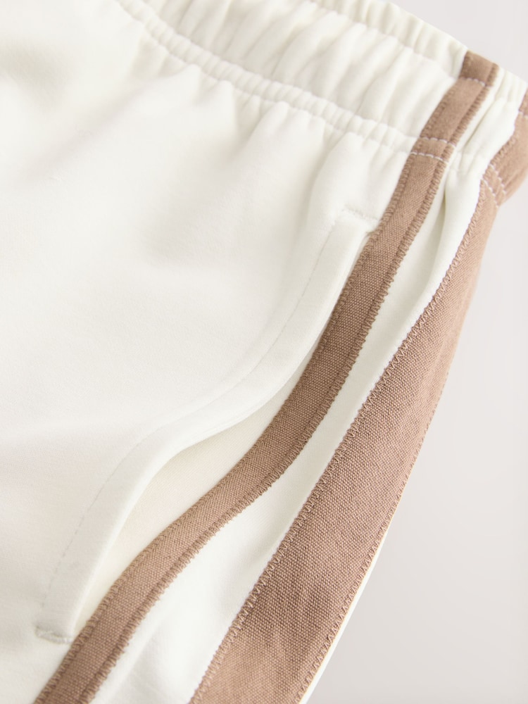 Ecru/Brown N. Premium Jersey Short with Side Stripes - Image 8 of 8