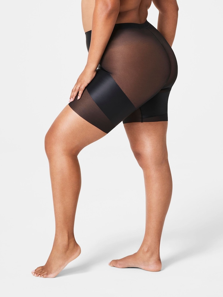 SPANX Black SpanxShape™ Satin X Mid Thigh Booty Lifting Shorts - Image 2 of 5 SPANX Black SpanxShape™ Satin X Mid Thigh Booty Lifting Shorts - Image 2 of 5