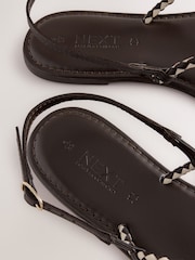 Chocolate Brown Forever Comfort® Plaited Strap Flat Sandals - Image 8 of 9
