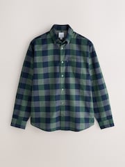 Green Regular Fit Easy Iron Button Down Long Sleeve Oxford Check Shirt - Image 6 of 8