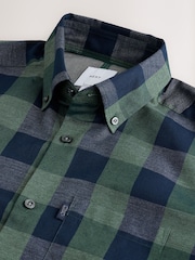 Green Regular Fit Easy Iron Button Down Long Sleeve Oxford Check Shirt - Image 7 of 8