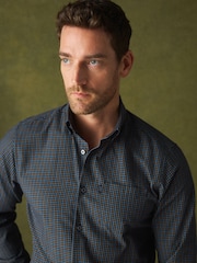 Blue Regular Fit Easy Iron Button Down Long Sleeve Oxford Check Shirt - Image 1 of 8
