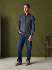 Blue Regular Fit Easy Iron Button Down Long Sleeve Oxford Check Shirt - Image 2 of 8