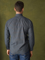 Blue Regular Fit Easy Iron Button Down Long Sleeve Oxford Check Shirt - Image 4 of 8