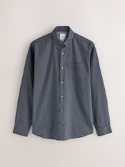 Blue Regular Fit Easy Iron Button Down Long Sleeve Oxford Check Shirt - Image 6 of 8