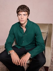 Green Regular Fit Button Down Easy Iron Oxford Shirt - Image 1 of 8