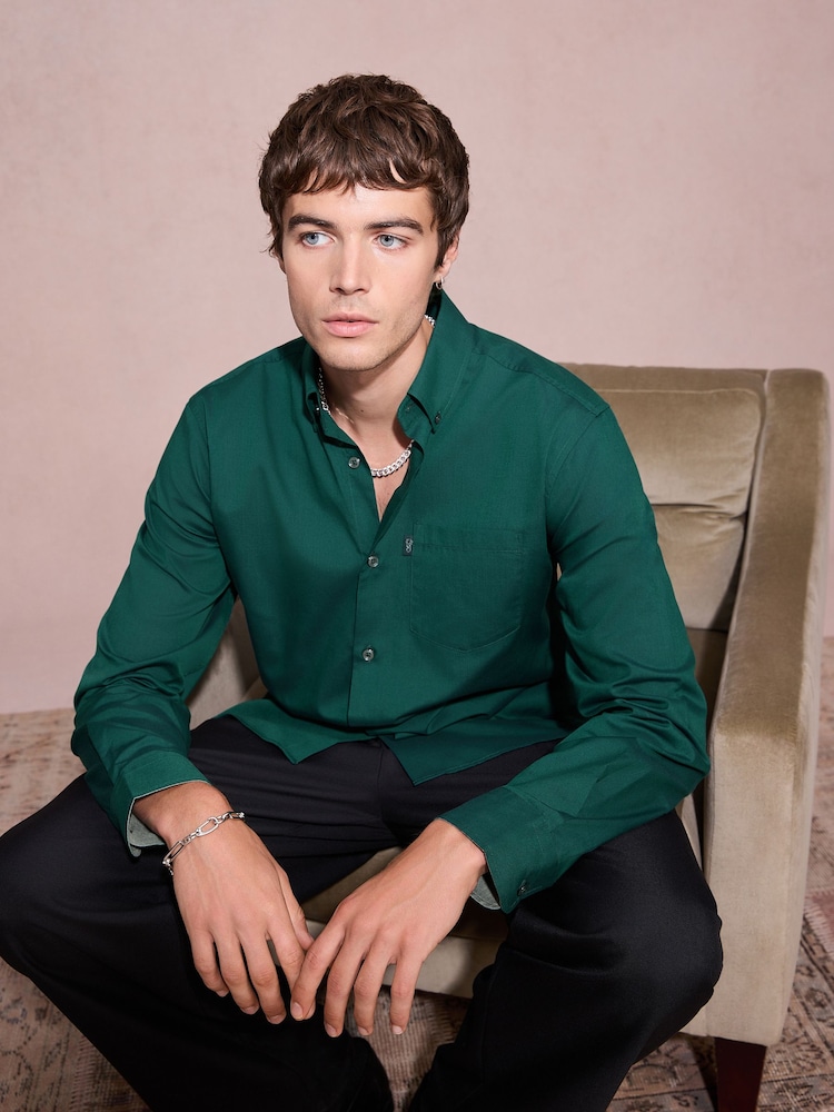 Green Regular Fit Button Down Easy Iron Oxford Shirt - Image 1 of 8 Green Regular Fit Button Down Easy Iron Oxford Shirt - Image 1 of 8