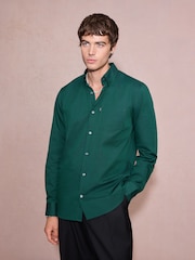 Green Regular Fit Button Down Easy Iron Oxford Shirt - Image 3 of 8