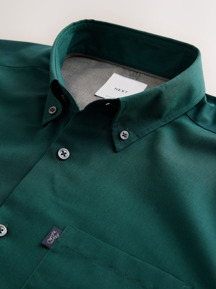 Green Regular Fit Button Down Easy Iron Oxford Shirt - Image 8 of 8 Green Regular Fit Button Down Easy Iron Oxford Shirt - Image 8 of 8