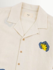 Folk White Relaxed Soft Collar Embroidered Flower Shirt - Image 8 of 8