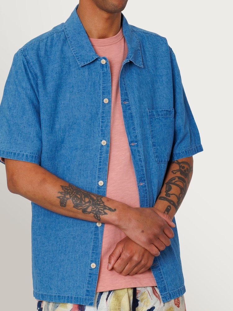 Folk Blue Gabe Indigo Linen Shirt - Image 1 of 8
