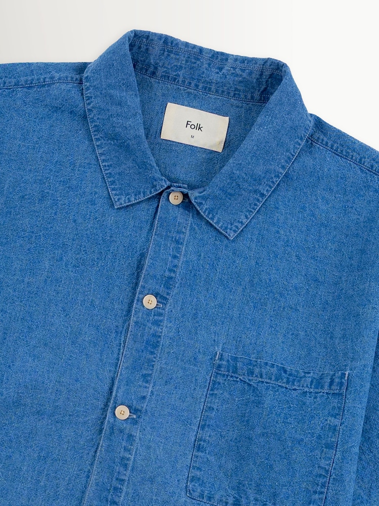 Folk Blue Gabe Indigo Linen Shirt - Image 8 of 8