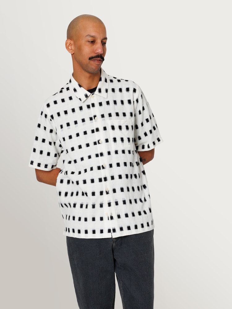Folk White Gabe Window Ikat Short Sleeve Shirt - Image 1 of 10