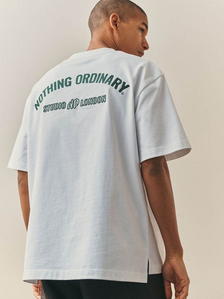 Nothing Ordinary Ecru Master Font Relaxed Fit Graphic Heavyweight T-Shirt - Image 1 of 6