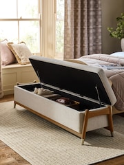 Tweedy Plain Light Natural Lloyd Storage Ottoman Bench - Image 2 of 7