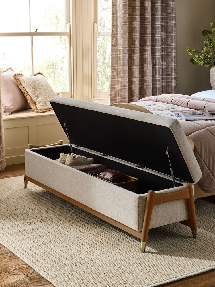 Tweedy Plain Light Natural Lloyd Storage Ottoman Bench - Image 2 of 7