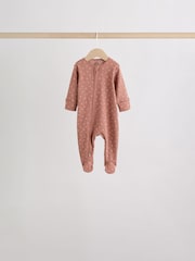 Brown Ditsy Floral 5 Pack Two Way Zip Baby Sleepsuit (0-2yrs) - Image 10 of 19