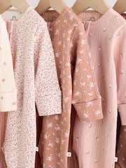 Brown Ditsy Floral 5 Pack Two Way Zip Baby Sleepsuit (0-2yrs) - Image 13 of 19