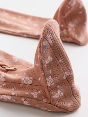 Brown Ditsy Floral 5 Pack Two Way Zip Baby Sleepsuit (0-2yrs) - Image 16 of 19