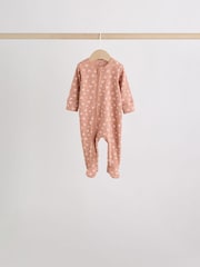 Brown Ditsy Floral 5 Pack Two Way Zip Baby Sleepsuit (0-2yrs) - Image 8 of 19