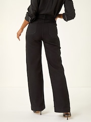 Negro - Vaqueros elásticos de pernera ancha en mezcla de algodón de Roman - Imagen 4 de 6