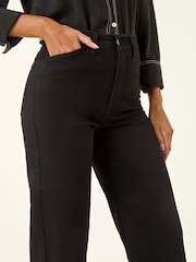 Negro - Vaqueros elásticos de pernera ancha en mezcla de algodón de Roman - Imagen 6 de 6