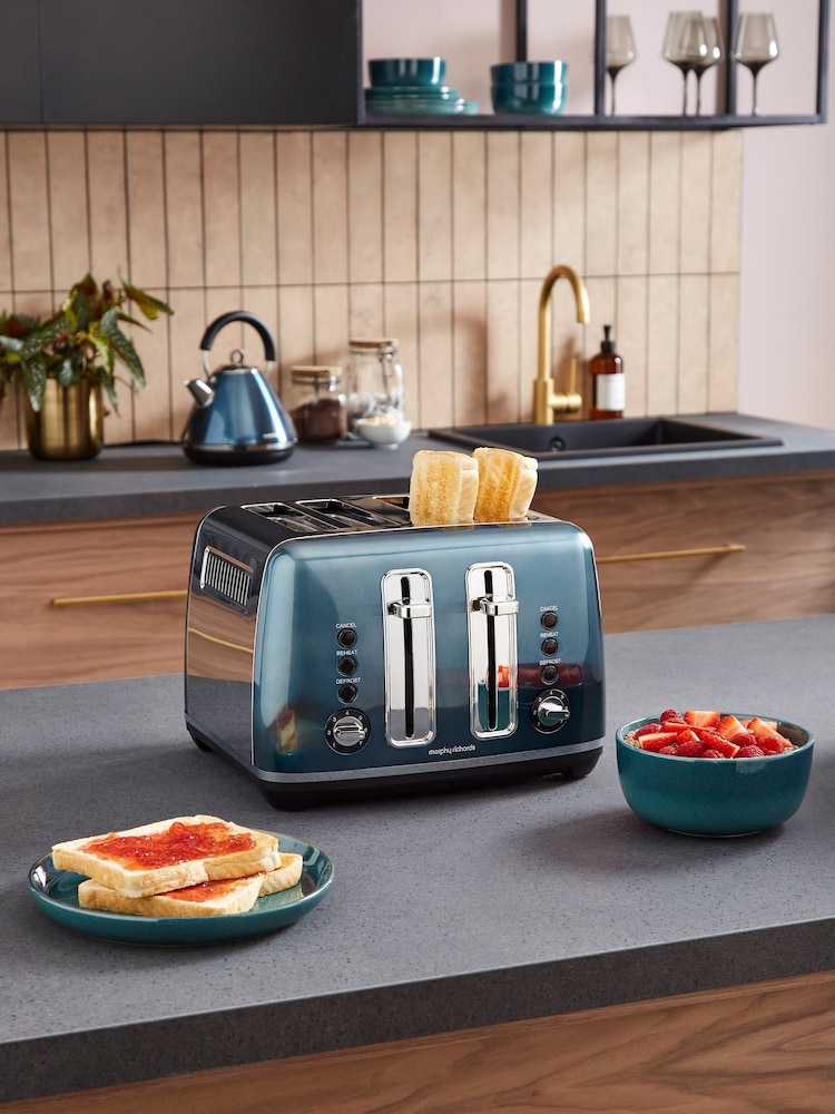 Morphy Richards Blue Accents 4 Slice Toaster - Image 1 of 6
