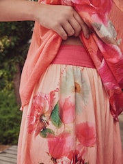 B by Ted Baker Pink/Yellow Floral Viscose Blend Balloon Beach Trousers - Image 4 of 6