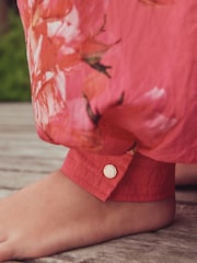 B by Ted Baker Pink/Yellow Floral Viscose Blend Balloon Beach Trousers - Image 5 of 6