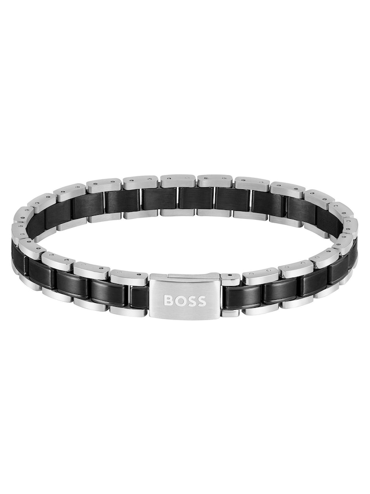 BOSS Black Gents Metal Link Essentials Two Tone Bracelet - Image 1 of 5 BOSS Black Gents Metal Link Essentials Two Tone Bracelet - Image 1 of 5