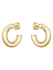 BOSS Gold Plated Live Gold IP Hoop Earrings - Image 1 of 5