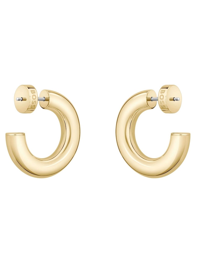 BOSS Gold Plated Live Gold IP Hoop Earrings - Image 2 of 5