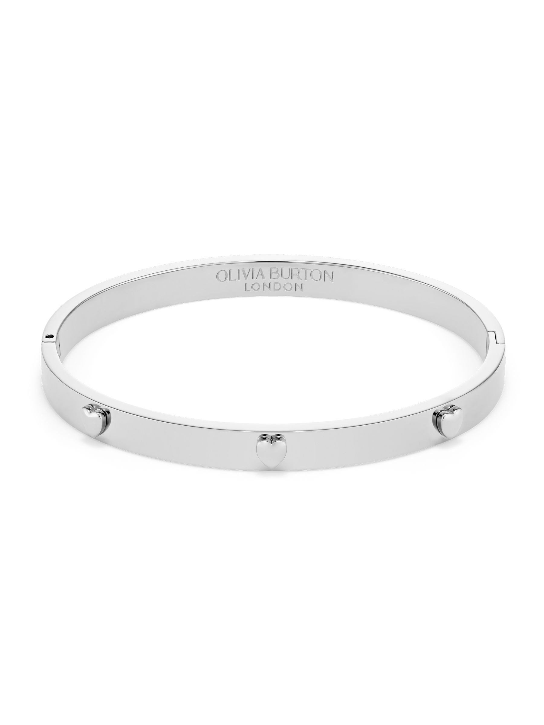 Olivia Burton Mini Heart Stainless Steel Bangle, Silver, Men - Image 2