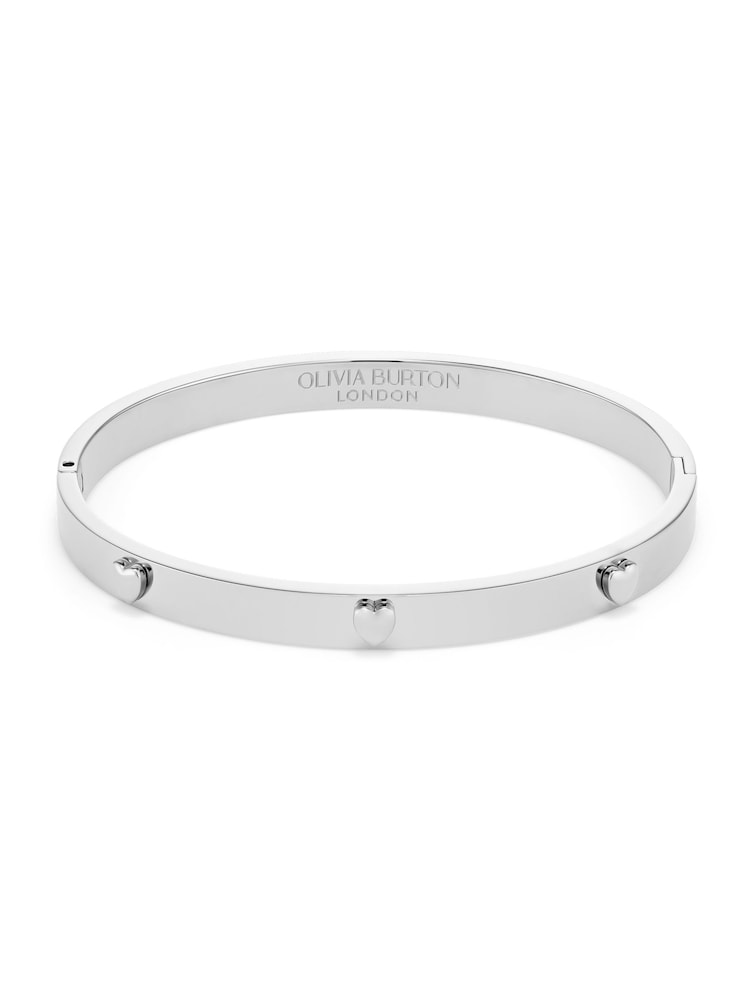 Olivia Burton Silver Tone Mini Heart Stainless Steel Bangle - Image 1 of 5 Olivia Burton Silver Tone Mini Heart Stainless Steel Bangle - Image 1 of 5