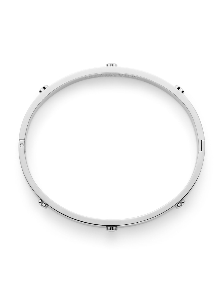 Olivia Burton Silver Tone Mini Heart Stainless Steel Bangle - Image 2 of 5 Olivia Burton Silver Tone Mini Heart Stainless Steel Bangle - Image 2 of 5