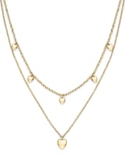 Mini Heart Light Gold IP Double Layered Necklace - Image 1 of 5