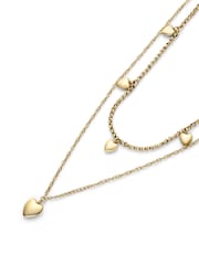 Mini Heart Light Gold IP Double Layered Necklace - Image 3 of 5