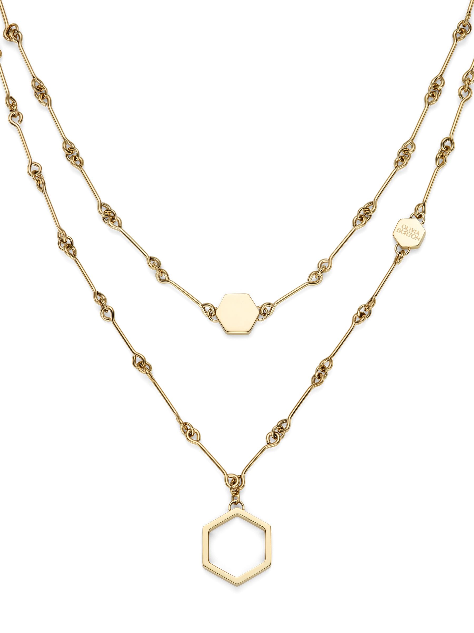 Olivia Burton Honeycomb Classic Ladies Necklace Gold - Image 3