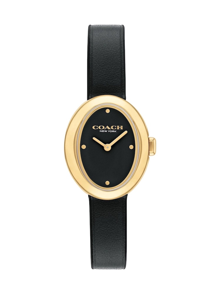 COACH Green Ladies Sammy 22mm Oval Gold IP Leather Watch - Image 1 of 4