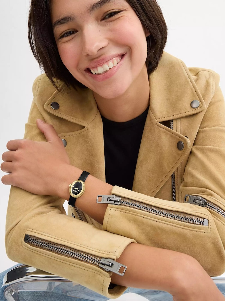 COACH Green Ladies Sammy 22mm Oval Gold IP Leather Watch - Image 2 of 4