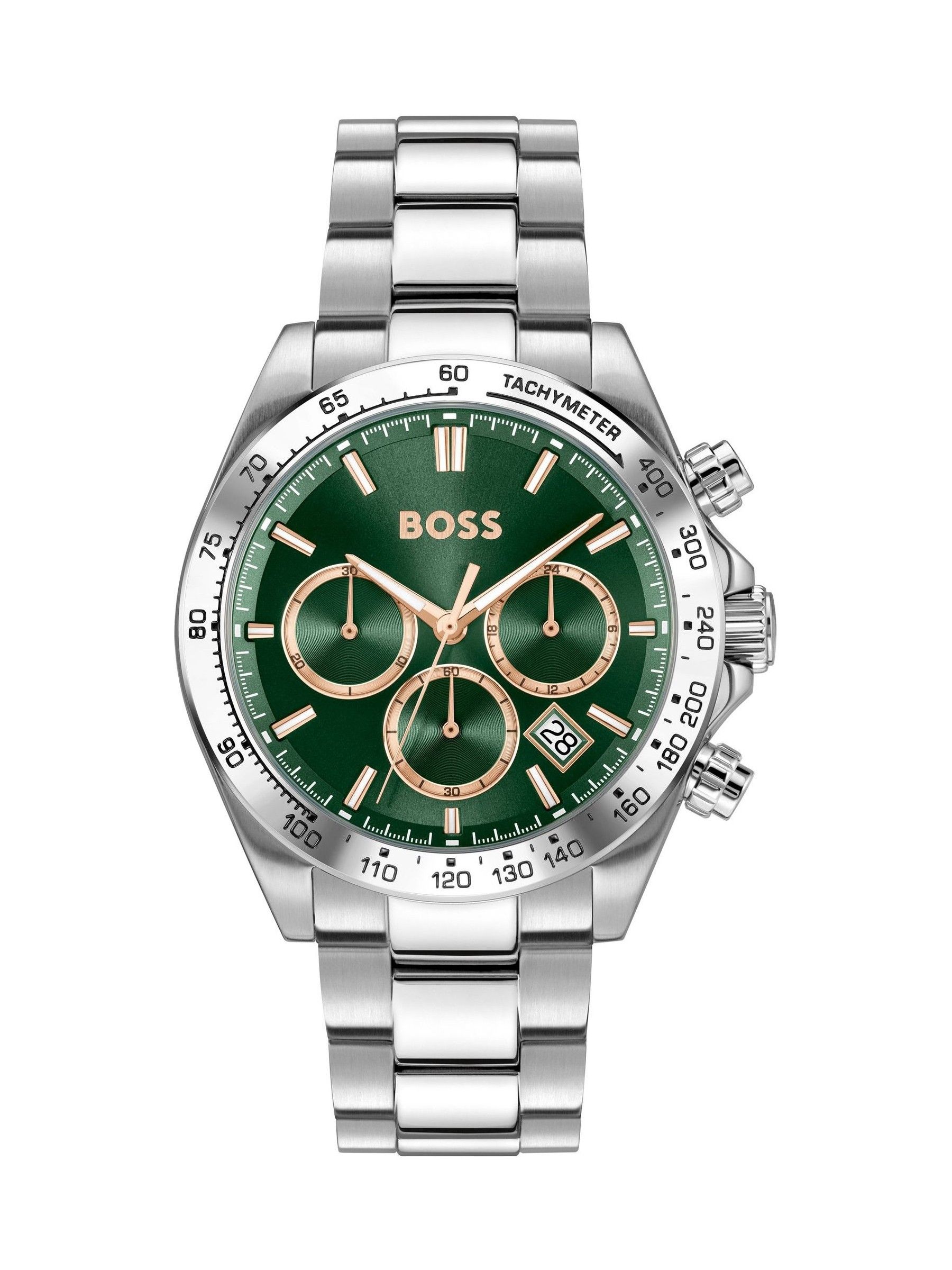 Boss Men's Green/Silver Tone Hero Chrono Stainless Steel Watch