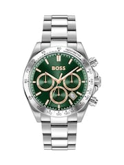 BOSS Silver Hero Stainless Steel Bracelet Watch with Green Dial - Image 1 of 6
