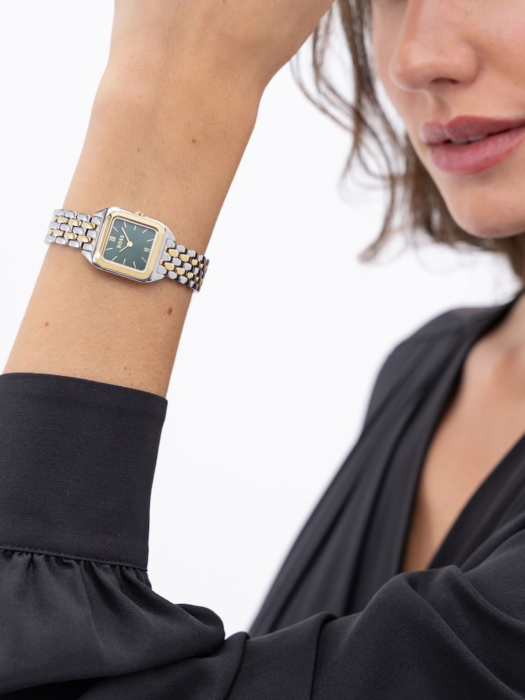 BOSS Gold Mae Petite Soft Square Two Tone Bracelet Watch - Image 2 of 2 BOSS Gold Mae Petite Soft Square Two Tone Bracelet Watch - Image 2 of 2